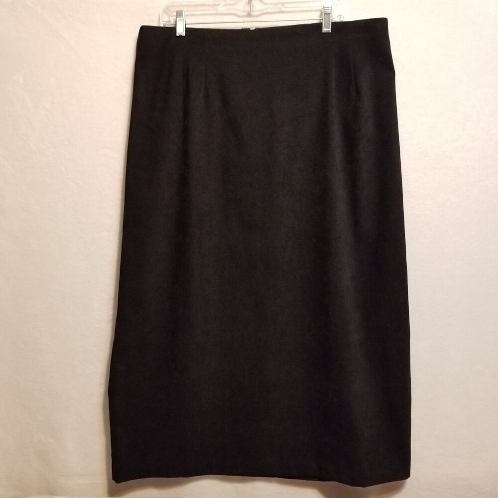 Briggs New York 18W Skirt Midi Faux Suede Back Zip Slit Vegan Leather Goth Fall - Picture 1 of 9